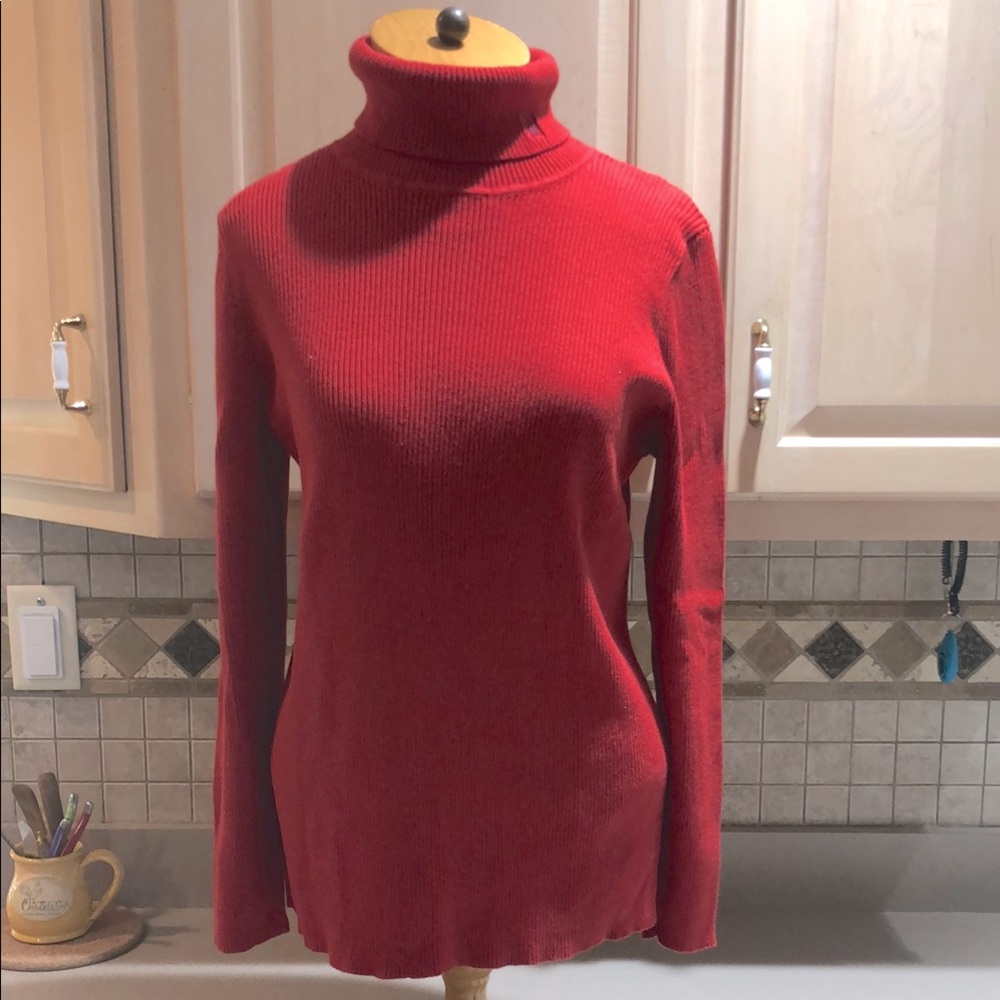 Ralph Lauren Red Ribbed Knit Turtleneck Sweater Sz. 1X